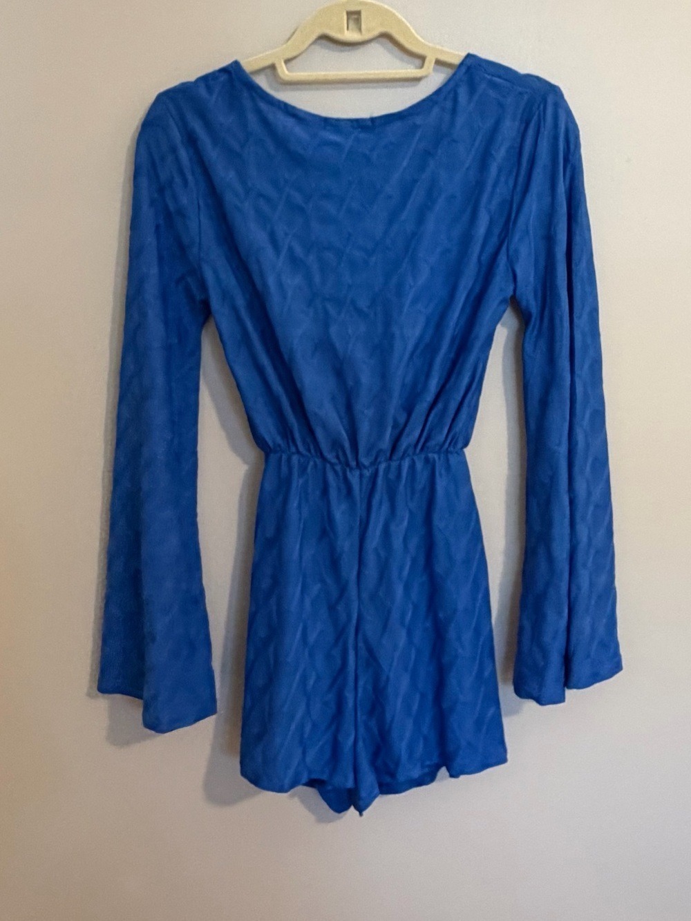 PrettyLittleThing Royal Blue Tie-Front Tunic Romper - Picture 8 of 9